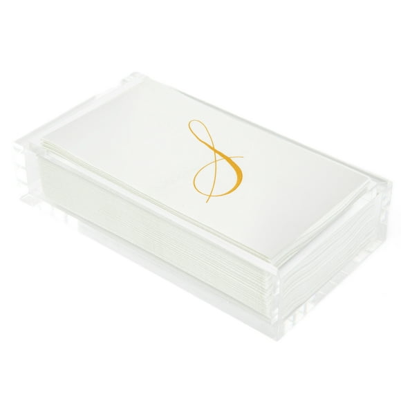 REBECCA LUXURIOUS Acrylic Guest Towel Napkin Holder, Bar Napkin Holder, Bathroom- Closet Organizer, Clear Vanity Storage for Counter, Store Makeup, Cosmetics, Toiletries, 9"x5"
