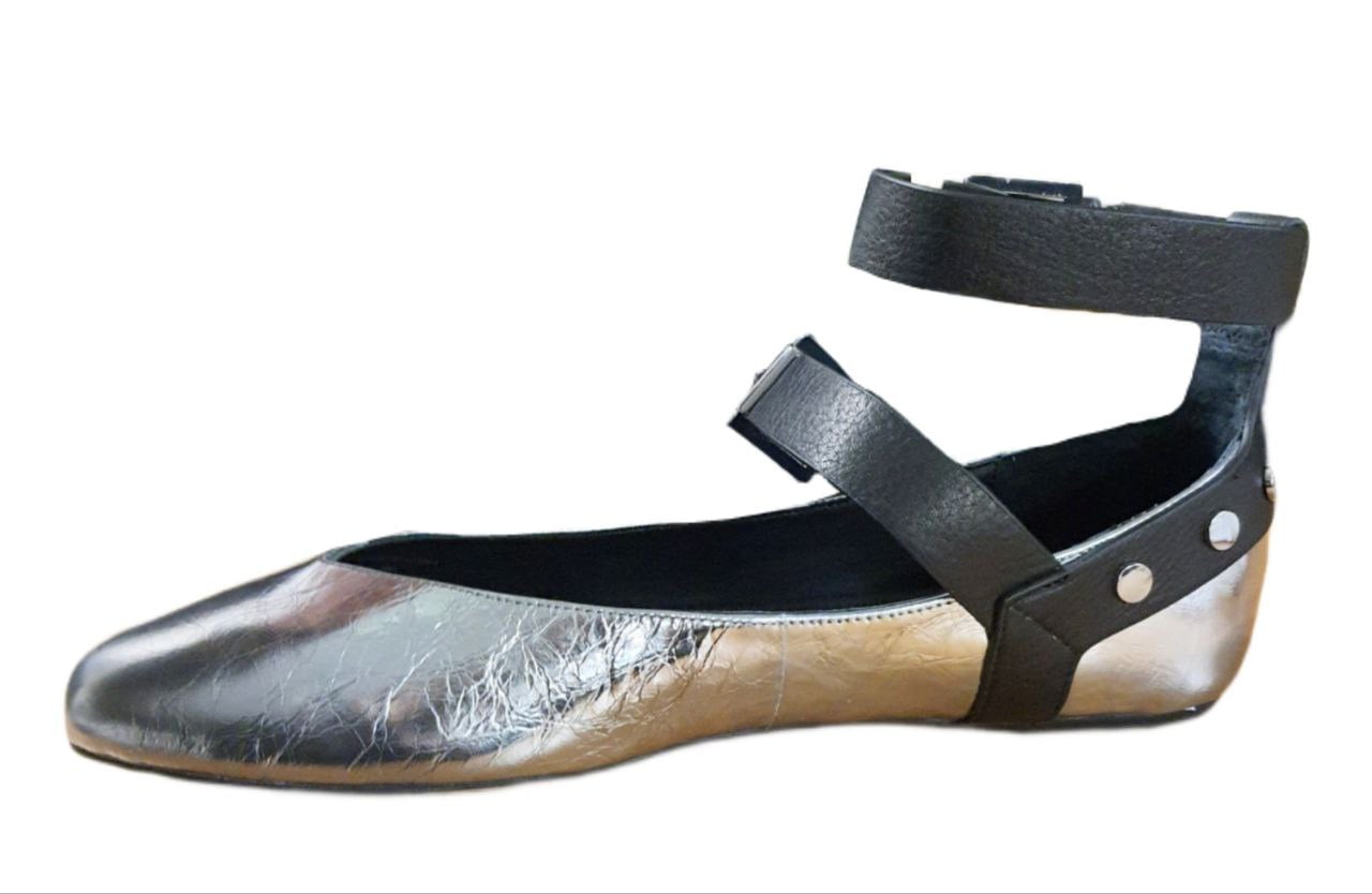 REBECCA MINKOFF Women's Vivica Ballet Flats, Silver, 7.5