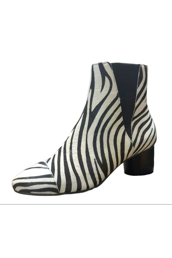 Women's Zebra Haircalf Izette Too Booties, Black, 7