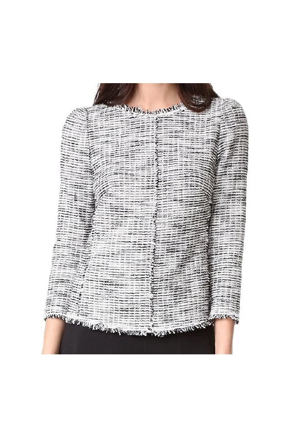 Women's Boucle Tweed Top, White, 2