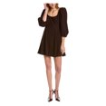 thumbnail image 1 of REBECCA TAYLOR Womens Brown Pocketed Lined Pouf Sleeve Scoop Neck Mini Cocktail Fit + Flare Dress 6, 1 of 2