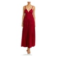 thumbnail image 1 of REBECCA TAYLOR Womens Maroon Ruffled Lined Sleeveless V Neck Tea-Length Wear To Work Sheath Dress 2, 1 of 4