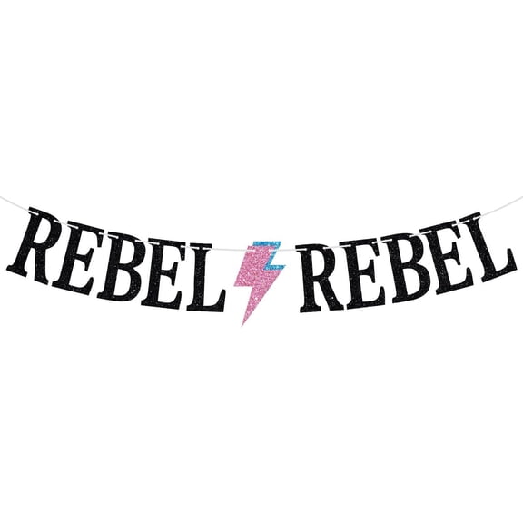 REBEL REBEL Banner, Happy Birthday Wall Decor- Song Music, Rock, Glam Rock, 1970s Dorm Room Decor - David Bowie - Birthday/Night Party Decoration Supplies