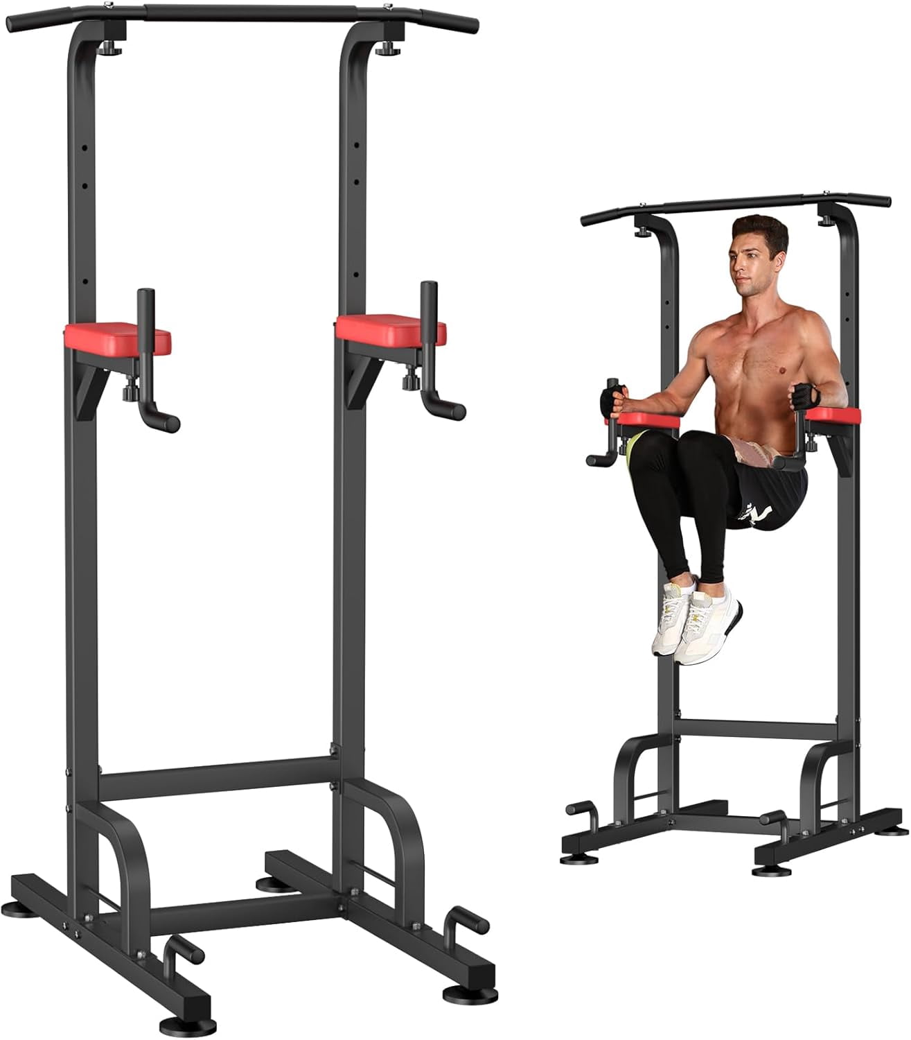 REBUILD YOUR LIFE Power Tower Pull Up Bar Station Workout Dip Station for Home Gym Strength Training Fitness Equipment