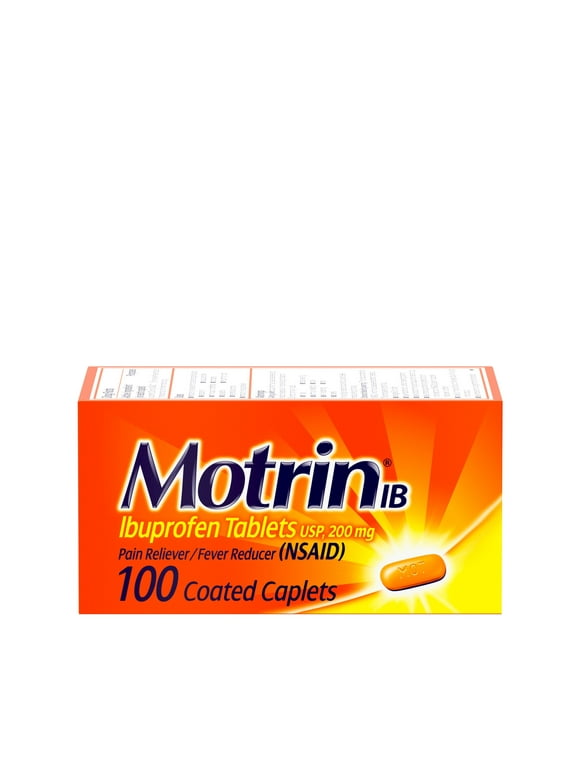 Motrin IB, Ibuprofen 200mg Tablets for Pain & Fever Relief, 100 Ct