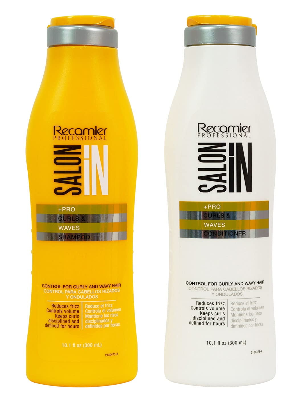 RECAMIER Professional Salon In Hydrating Anti Frizz Curly Hair Shampoo and Conditioner Set with Keratin Damaged Locks Moisturizing Treatment Champu y Acondicionador para Cabello Rizado