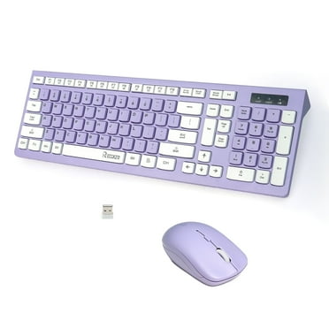 RECCAZR Advance Combo Wireless Keyboard and Mouse - Ultra Quiet Operation, 2.4 G Silent Wireless Keyboard and Mouse, 12 Multimedia and Shortcut Keys, 3-Year Battery Life, (Purple)