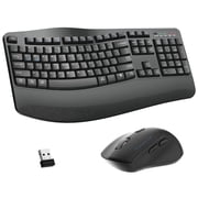 Wireless Keyboard and Mouse Combo, 2.4G Full Size Wave Keys Ergonomic Keyboard with Wrist Rest and 3-Level DPI Adjustable Wireless Ergonomic Mouse for Windows, Mac OS Desktop/Laptop/PCGrey