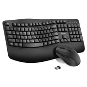 Wireless Keyboard and Mouse Combo, Wave Keys Ergonomic Keyboard with Wrist Rest and 3-Level DPI Adjustable Wireless Ergonomic Mouse for Windows, Mac OS Desktop/Laptop/PC(Black)