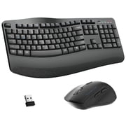 Wireless Keyboard and Mouse Combo, 2.4G Full Size Wave Keys Ergonomic Keyboard with Wrist Rest and 3-Level DPI Adjustable Wireless Ergonomic Mouse for Windows, Mac OS Desktop/Laptop/PCGrey