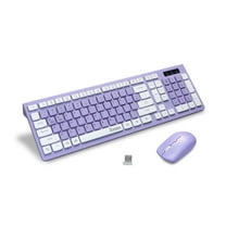 RECCAZR Wireless Keyboard and Mouse Combo, 12 Multimedia and Shortcut Keys, 3-Year Battery Life, 2.4G Wireless keyboard and mouse for Mac, PC, Laptop, Windows, Desktop (Purple)