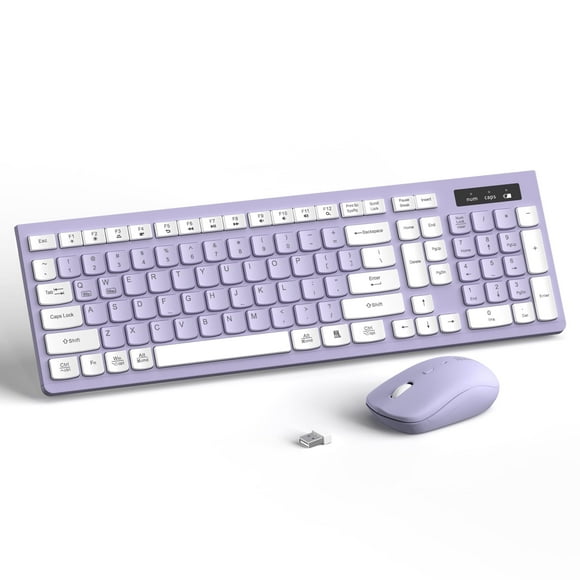 RECCAZR Wireless Keyboard and Mouse Combo for Windows, 2.4G Full Size, 12 Multimedia and Shortcut Keys, 3-Year Battery Life, for Windows, Mac OS Desktop/Laptop/PC(Blue)