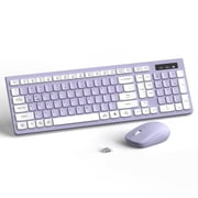 RECCAZR Quiet Colorful Wireless Keyboard and Mouse Combo, Silent, Long Battery Life, USB 2.4G for Mac, PC, Laptop, Windows, Desktop (Purple)