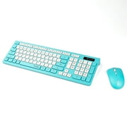 RECCAZR Wireless Keyboard and Mouse Combo, Full Size Teal Keyboard and Mouse Wireless, 2.4G Keyboard and Mouse set for PC, Laptop, Windows, Desktop (Blue)