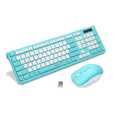 RECCAZR Wireless Keyboard and Mouse Combo for Windows, 2.4 GHz Wireless, 12 Multimedia and Shortcut Keys, 3-Year Battery Life, for PC, Laptop(Blue)
