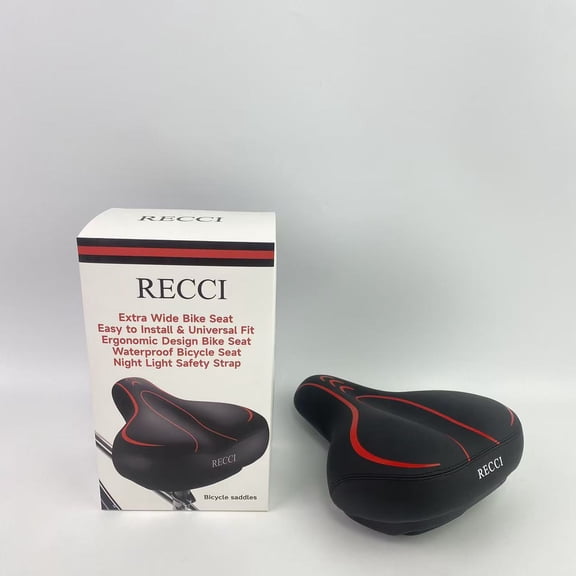 RECCI Bicycle saddles,Oversized Bike Seat, Comfortable Bike Seat - Universal Replacement Bicycle Saddle - Waterproof Leather Bicycle Seat with Extra Padded Memory Foam