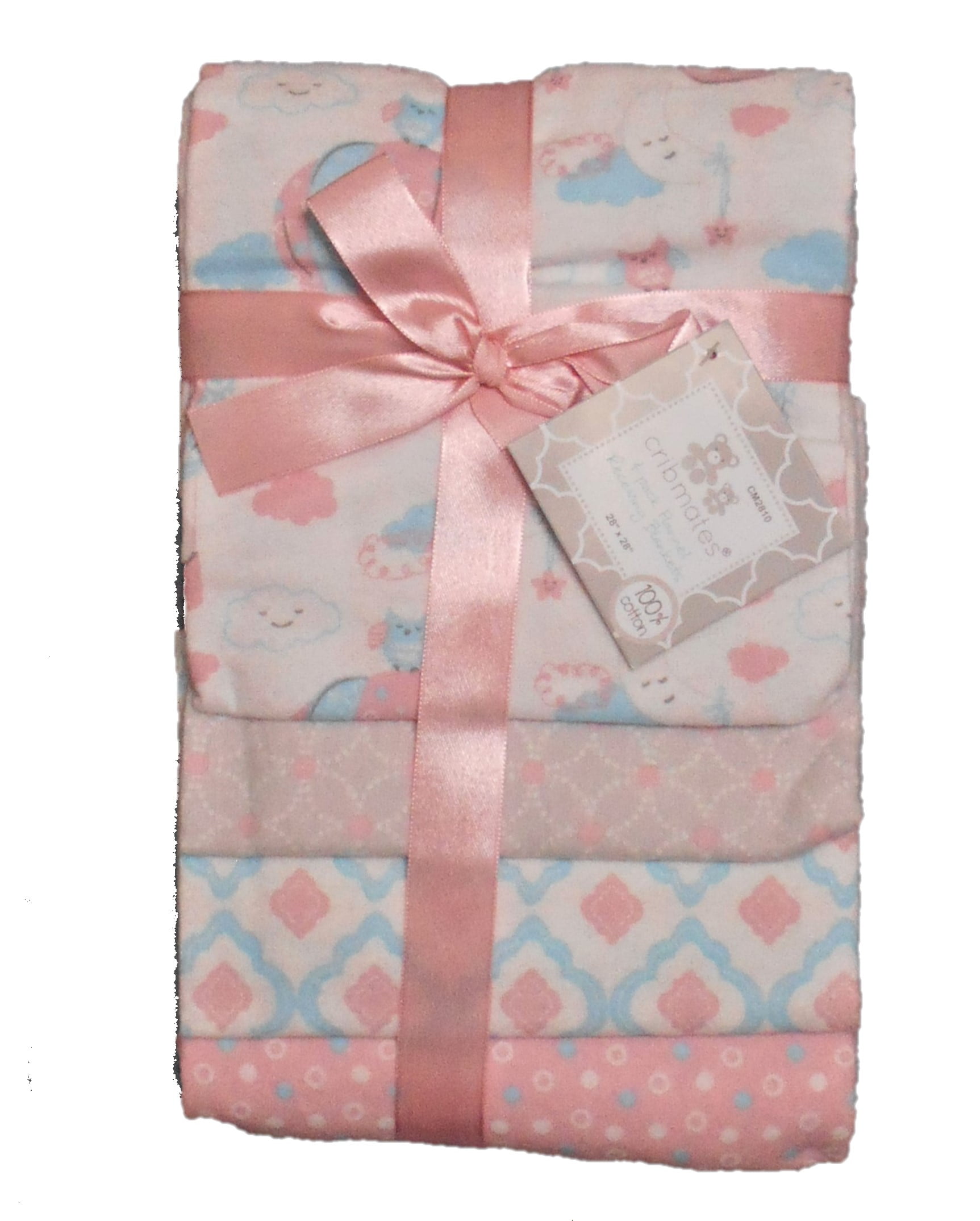 RECEIVING X4 - CRIBMATES GIRLS - AIR BALOON PINK - BLANKETS COTTON 4 PACK BABY