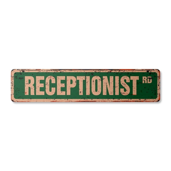 RECEPTIONIST Vintage Plastic Street Sign secretary adminstrative assistant phones office | Indoor/Outdoor | 36" Wide