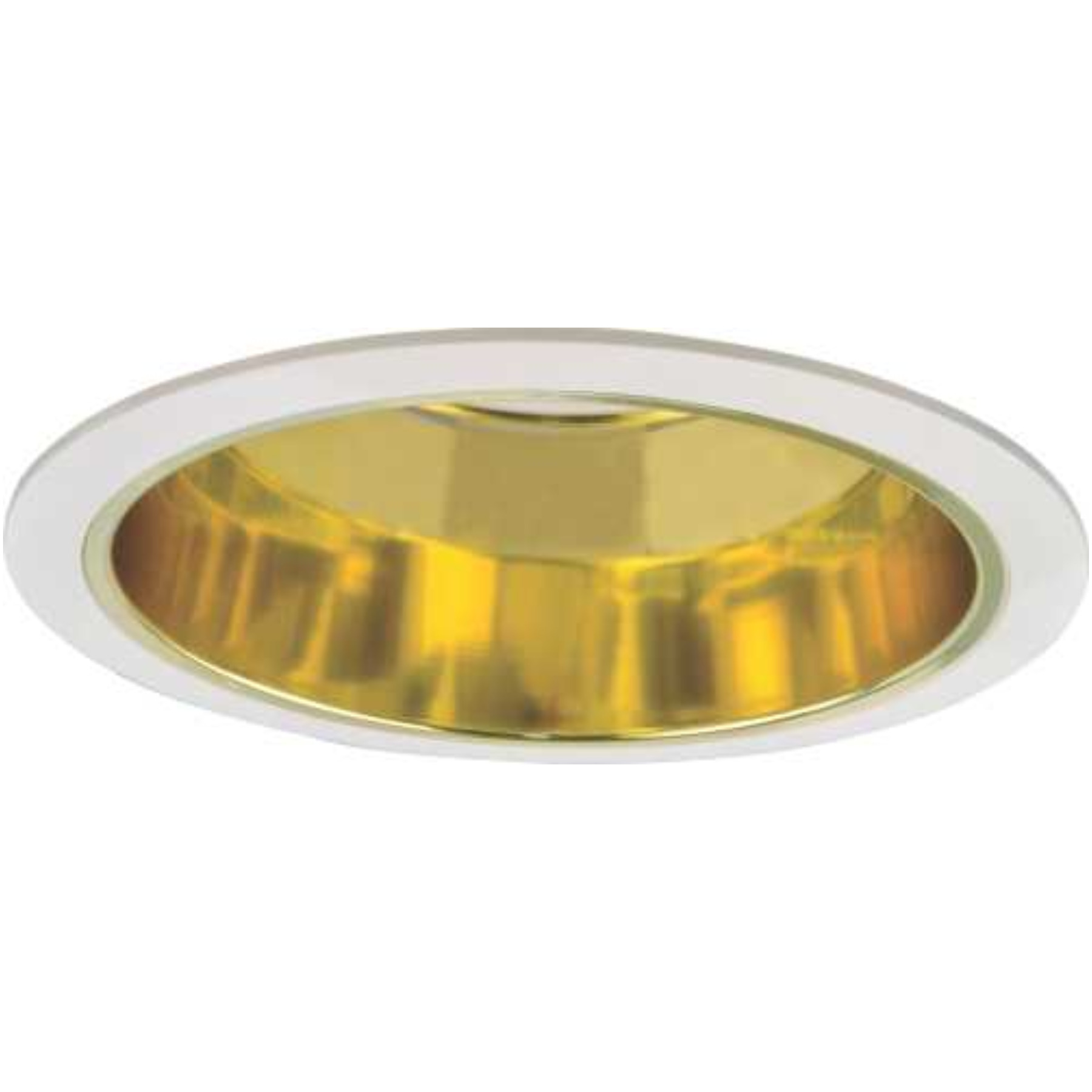 RECESSED LIGHTING 6" BRASS ALZACK REFLECTOR WITH WHITE TRIM RINGS per 7