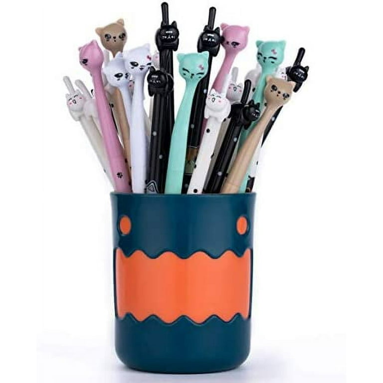 RECHENG With pen holder animal gel cat pens set,fun cute black ink pens for  kids office school supplies,28pcs Set