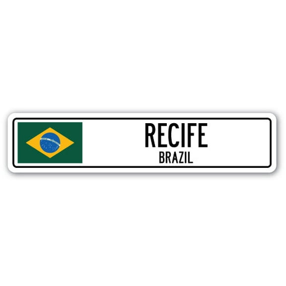 RECIFE BRAZIL Street Sign Brazilian flag city country road wall gift