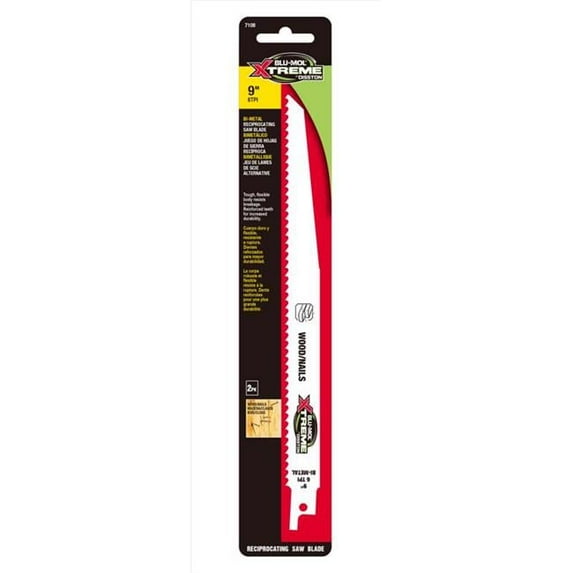 Blumol 2033635 Xtreme 9 in. Bi-Metal Reciprocating Saw Blade, White - 6 TPI - 2 Piece