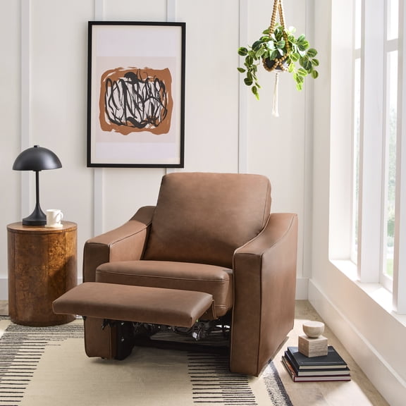 Better Homes & Gardens Allen Push-Button Power Recliner Chair, Cocoa Faux Leather