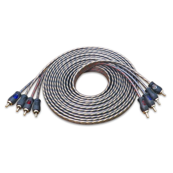 RECOIL RCI417 99.99% Oxygen Free Copper 17ft 4 Channel RCA Audio Cable Twisted Pair with Noise Reduction