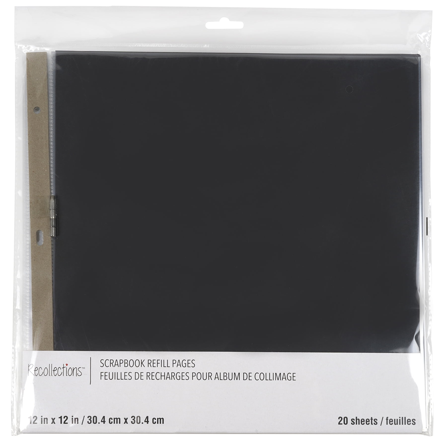 RECOLLECTION 12" x 12" Black Scrapbook Refill Pages for Scrapbooks, 20 Count