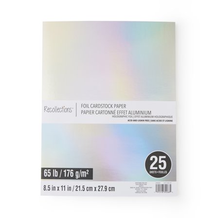 8.5" x 11" Holographic Foil Cardstock Paper by Recollections - Acid and Lignin Free Paper for Scrapbooks - Arts & Crafts - 25 Sheets
