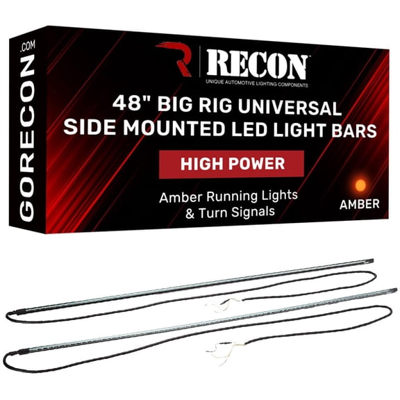 RECON - 48" Premium Big Rig Universal Fit Side Mounted High Power LED Light Bar Kit Amber Running Lights & Turn Signals (48")