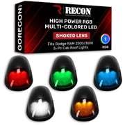 RECON - Fits 03-18 RAM 2500/3500 Premium 5-PC Ultra Bright LED Cab Roof Light Kit High Power RGB Multi-Colored w/Mobile App - Smoked or Clear Lens SMOKED LENS