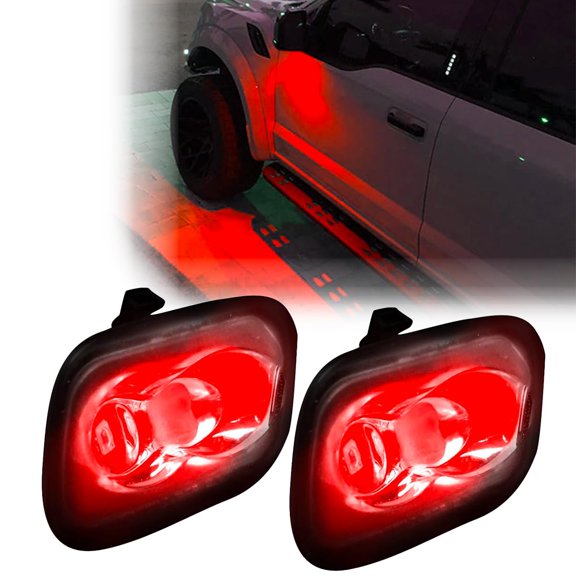 RECON - Fits 15-21 F150, 17-24 Super Duty, 21-24 Bronco & 17-20 F150 Raptor Premium 2-PC Ultra High Power Mirror/Puddle LED Lights - Multiple Color Options (Red)