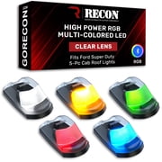 RECON - Fits 17-22 Super Duty F250, F350, F450 Premium 5-PC Ultra Bright Cab Roof Light Kit High Power RGB Multi-Colored LED w/App Control Replaces Factory Cab Roof Lights Only CLEAR LENS
