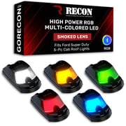 RECON - Fits 17-24 Super Duty Premium 5-PC Ultra Bright Cab Roof Light Kit High Power RGB Multi-Colored LED w/App Control NOTE Only fits models without factory cab lights SMOKED LENS