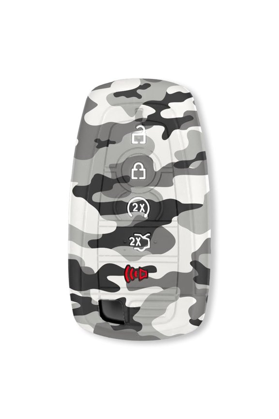 Fits 18-25 Ford F150, Raptor & Super Duty F250, F350, F450, F550 Bronco Ranger Maverick Escape 100% Silicone Rubber Rugged Smart Key Fob Protection Cover Quality 5 Button (Arctic CAMO)