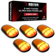 RECON - Fits 2003-2018 RAM 2500/3500-5 Piece Cab Roof Light Set 2-Way Front & Rear Facing Ultra High-Power LED Lights Smoked or Clear Lens in Multiple Color Options AMBER LED, AMBER LENS
