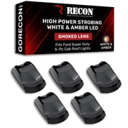 RECON - Fits 2017-2022 Super Duty F250, F350, F450 5-Piece Cab Roof Light Kit High Power Strobe LED White & Amber & Running Lights Replaces Factory Cab Roof Lights Only SMOKED LENS