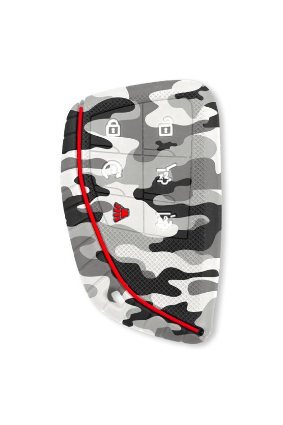 Fits 21-25 GMC Yukon, XL, Denali & 22-25 Hummer EV & 21-25 Chevy Tahoe & Suburban 100% Silicone Rubber Rugged Key Fob Protection Cover Quality 6 Button (Arctic Camo)