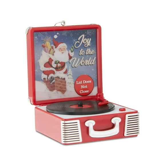 Mr. Christmas 3.8" Retro Vinyl Record Player Ornament, Red