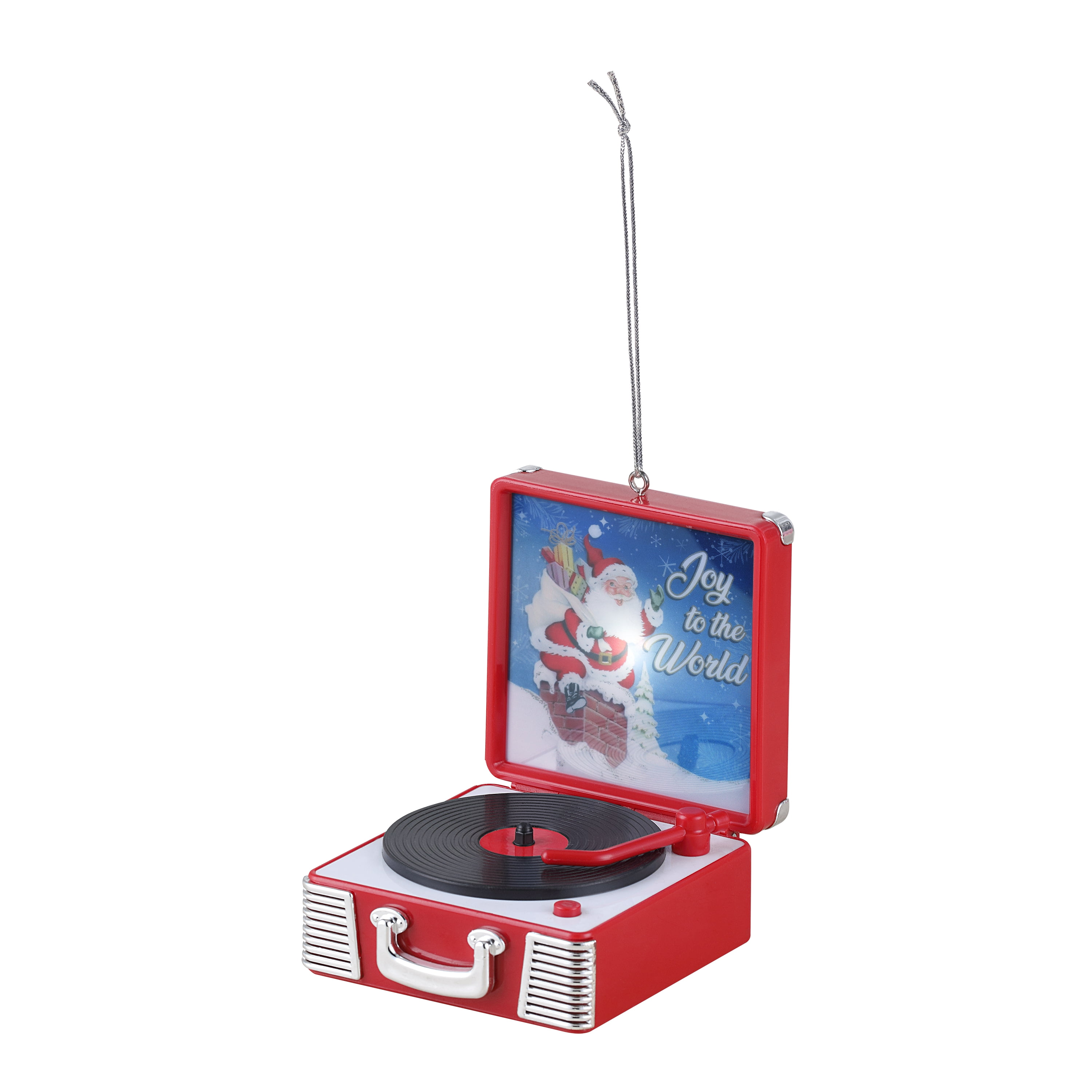 Mr. Christmas 3.8" Retro Vinyl Record Player Ornament, Red