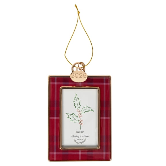 Sterling & Noble Christmas Ornament Rectangle Plaid Frame