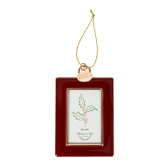 Sterling & Noble Christmas Ornament Rectangle Red Frame