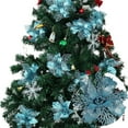thumbnail image 1 of RECUTMS 10 pack Blue Glitter Artificial Poinsettia Flowers Christmas Tree Ornaments, 6.7 inch, 1 of 7
