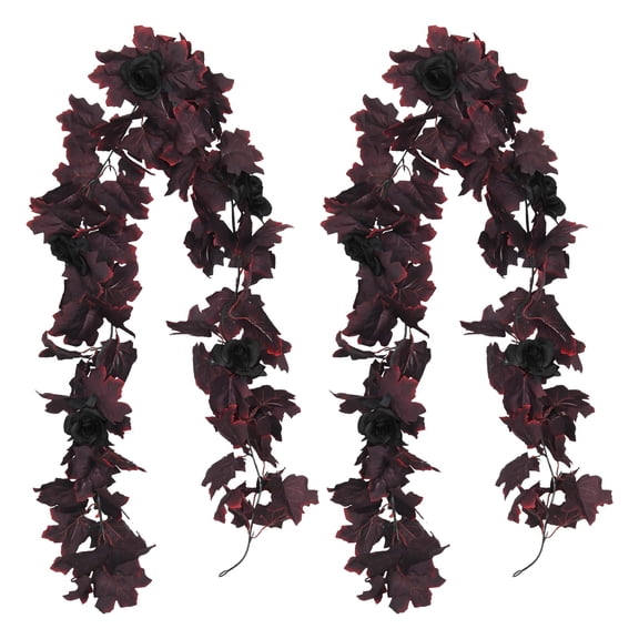 RECUTMS 2 Pcs Fall Leaves Garland 5.7FT Fall Garland for Mantle Fake Vines with Roses Flower Garland Door Home Porch Halloween Fall Decor