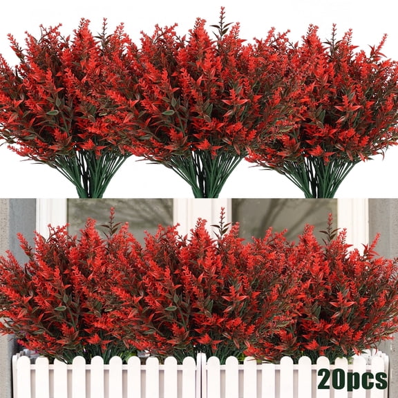 ECUTMS Artificial Fall Flowers 20 Bundles Faux Autumn Plants, Fake Indoor Outdoor Greenery for Christmas Wedding Party Home Garden Fireplace Decor(Orange)