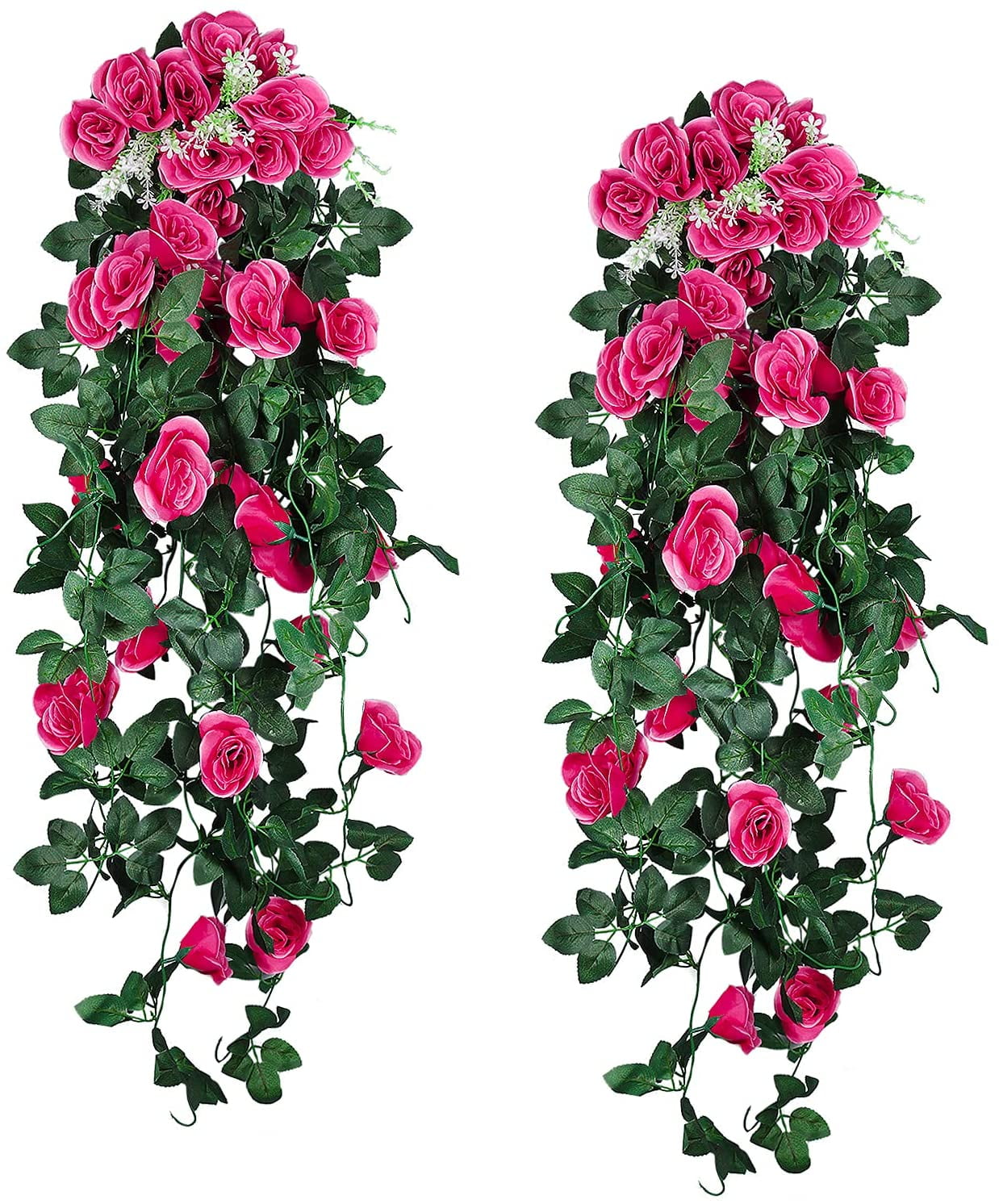 RECUTMS 3.3Ft Silk Artificial Hanging Roses, Red Flowers for Indoor