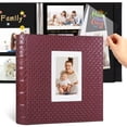 thumbnail image 1 of RECUTMS 60 Pages Picture Album Self Adhesive 4x6 5x7 8x10 Leather Cover DIY Magnetic Scrapbook Suitable Family Wedding Baby Picture Albums Photo (Red Wine), 1 of 9