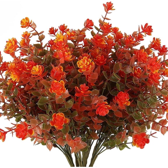 RECUTMS Artificial Fall Flowers 8 Bundles Faux Autumn Plants for Window Boxes,Wedding Party Home Garden Fireplace Decor
