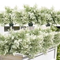 thumbnail image 1 of RECUTMS 8 Bundles Artificial Greenery Stems Fake Lucky Bamboo Leaves Faux Outdoor Plants UV Resistant Plastic Shrubs for Window Farmhouse Pathway Indoor Decorations (White), 1 of 10
